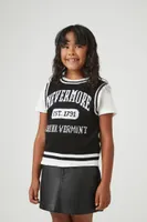 Girls Nevermore Sweater Vest (Kids) in Black/White, 13/14