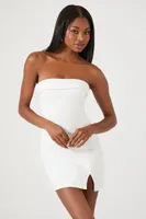 Women's Foldover Tube Mini Dress in Ivory, XL