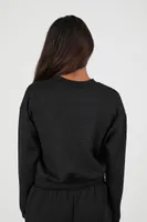 Women's Waffle Knit Pocket Pullover in Black Medium