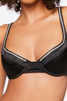 Women's Satin Rhinestone Bra in Black/Silver Medium