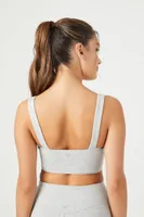 Women's Seamed Longline Sports Bra in Heather Grey Large