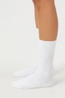 Ribbed Crew Socks in White