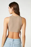 Women's Cutout Sweater-Knit Crop Top in Nude Small