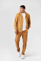 Men Rayon Long-Sleeve Shirt in Light Brown Small