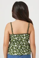 Girls Floral Print Cami (Kids) Olive,