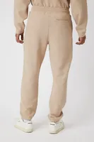 Men Ribbed-Trim Drawstring Sweatpants in Taupe Medium