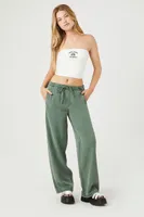 Women's High-Rise Drawstring Wide-Leg Pants in Olive, XS