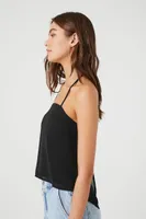 Women's Split-Back Chiffon Halter Cami in Black, XS