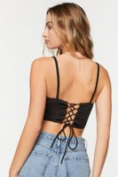 Women's Cropped Lace-Back Bustier Cami in Black Medium