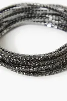 Women's Rhinestone Box Chain Wrap Bracelet in Black