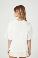 Women's Oversized Crew Neck T-Shirt in White Small