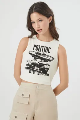 Women's Pontiac Graphic Tank Top in Cream/Black, XS
