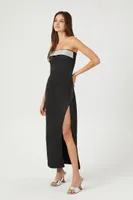 Women's Satin Rhinestone Maxi Slip Dress