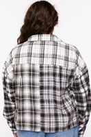 Women's Reworked Plaid Flannel Shirt in White, 0X