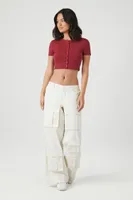 Women's Button-Front Crop Top