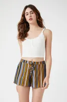 Women's Striped Lace-Up Pull-On Shorts