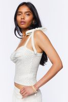 Women's Perforated Tie-Strap Cami Cream