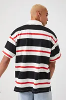 Men Striped Polo Shirt in Black Medium