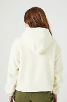 Women's Faux Fur Aspen Graphic Hoodie in Pale Yellow Medium