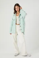 Women's Corduroy Drop-Shoulder Shacket in Seafoam Large