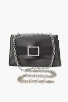 Women's Rhinestone Buckle Shoulder Bag in Black