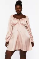 Women's Ruffle-Trim Peasant Dress in Blush, 0X