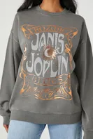 Women's Fleece Janis Joplin Graphic Pullover in Grey, XS