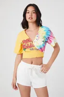 Women's Reworked Mock Wrap Crop Top in Yellow, XS