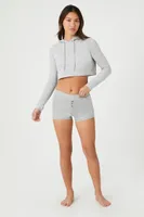 Women's Active Seamless Cropped Hoodie in Heather Grey Large
