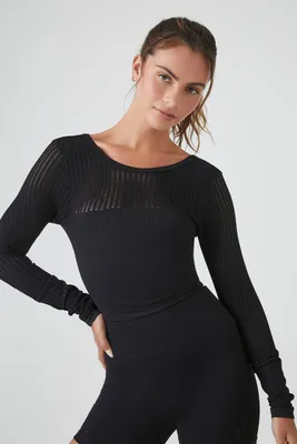 Women's Active Seamless Cropped Sweatshirt in Black Medium