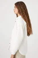 Women's Twill Dolphin-Hem Shacket in Ivory Medium