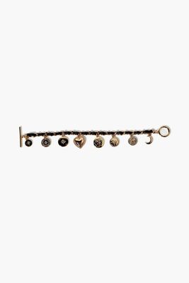 Women's Ribbon-Chain Charm Bracelet in Black/Gold