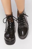 Women's Vinyl Combat Boots in Black, 7