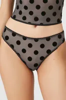 Women's Mesh Dotted Cheeky Panties in Black Small