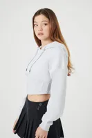 Women's Cropped Corset V-Hem Hoodie in Heather Grey Medium