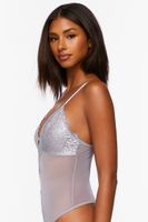 Women's Shimmer Lace Lingerie Bodysuit in Shadow Grey Small