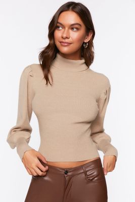 Women's Long-Sleeve Turtleneck Sweater Taupe