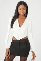 Women's Satin Bustier Crop Top in White Small