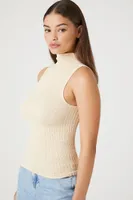 Women's Seamless Mock Neck Top in Cream, M/L