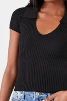 Women's Sweater-Knit Split-Neck Top Small