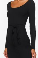 Women's Tie-Waist Slit Midi Dress Black,