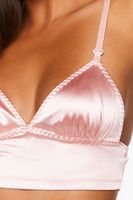 Women's Satin Longline Triangle Bralette in Peachy Cheeks Large