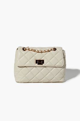 Women's Quilted Faux Leather Handbag in Cream
