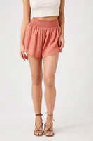 Women's Linen-Blend Smocked Shorts Clay,