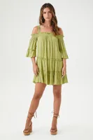 Women's Off-the-Shoulder Mini Dress in Sage Small