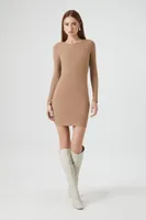 Women's Ribbed Knit Bodycon Mini Dress Taupe