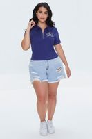 Women's Embroidered Beverly Hills Top Navy/White,