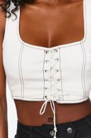 Women's Lace-Up Crop Top in Overcast Medium