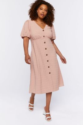 Women's Seersucker Midi Dress in Blush, 1X