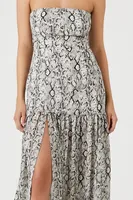 Women's Chiffon Snake Print Mermaid Dress in Grey Small